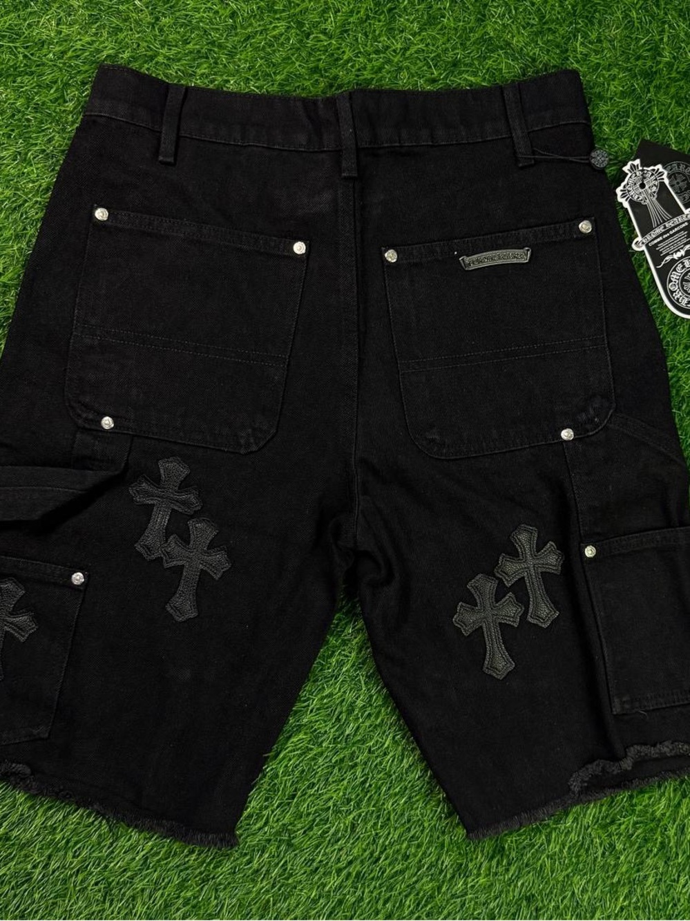 Chrome Hearts Black Cross Patch Cargo Shorts